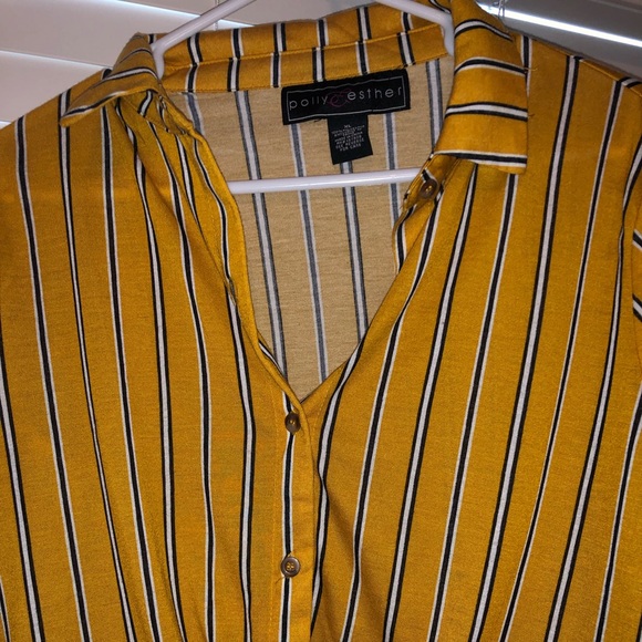 Yellow stripped cropped long sleeve - Picture 2 of 3